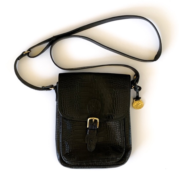 Brahmin Bags Brahmin Messenger Vintage Leather Croc Embossed Black